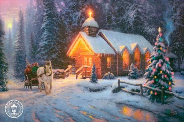クリスマス チャペル I トーマス キンケード Oil Paintings